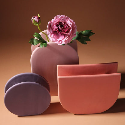Geometric Decorative Vases in Pink and Violet – Modern Home Decor Accent Pieces