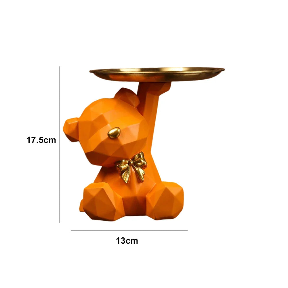 Geometric Resin Bear Key Holder and Decorative Figure – Stylish Storage Solution for Home