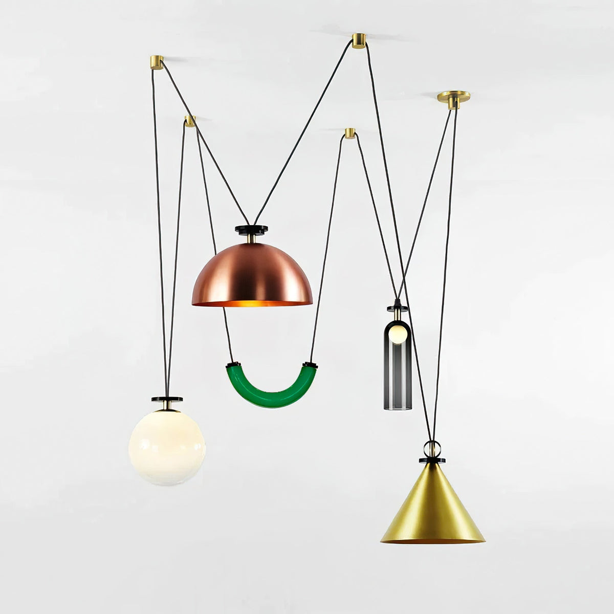 Modular Sculptural Ceiling Light with Adjustable Sections & Custom Finish Options for Dining Room Kitchen Living Room