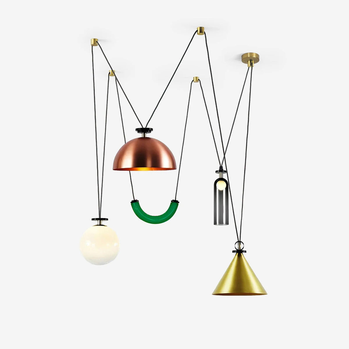Modular Sculptural Ceiling Light with Adjustable Sections & Custom Finish Options for Dining Room Kitchen Living Room