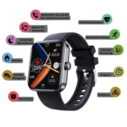 Non-Invasive Blood Sugar Monitor Watch with Heart Rate & Blood Pressure Tracking for Diabetics