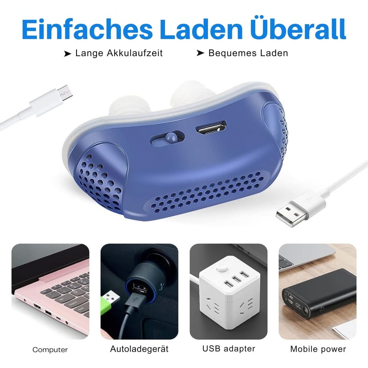 Compact Anti-Snoring Sleep Aid Device with Gentle Airflow Technology for Uninterrupted Rest