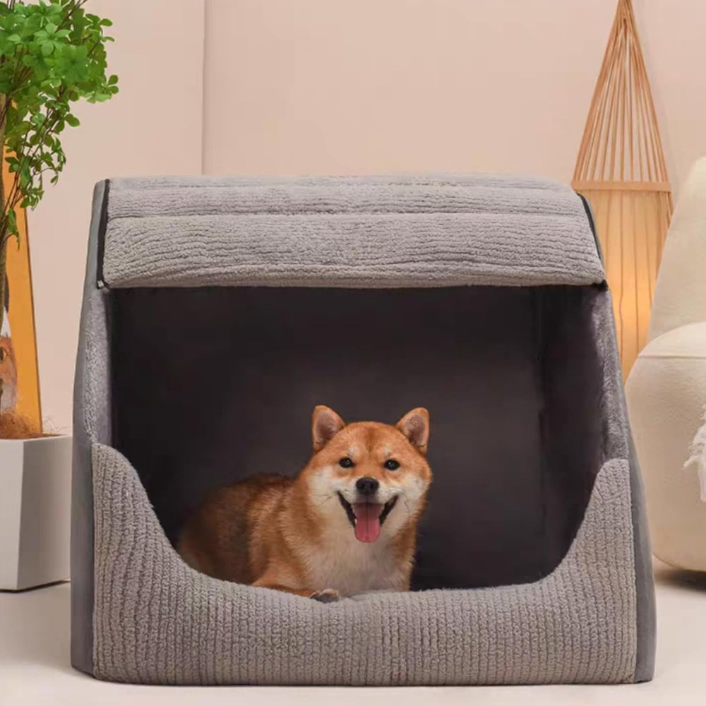 Niche grotte pour animaux avec housse amovible et lavable pour chiens et chats – Refuge douillet isolé, couchage confortable pour intérieur, confort tout au long de l'année