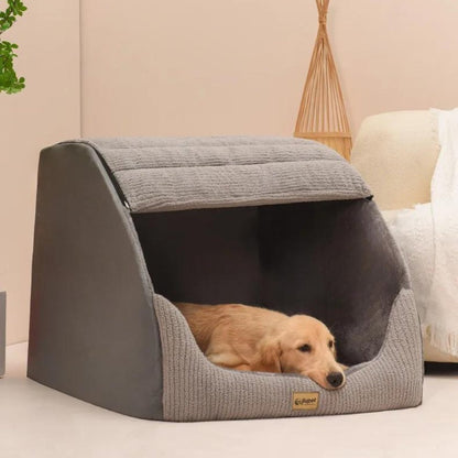 Niche grotte pour animaux avec housse amovible et lavable pour chiens et chats – Refuge douillet isolé, couchage confortable pour intérieur, confort tout au long de l'année