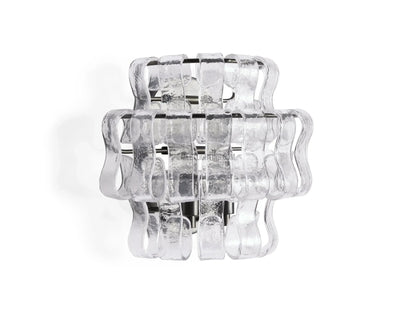 Textured Glass Wall Sconce Light Fixture with Curved Shade for Living Room Bedroom Dining Room | Hardwired 2-Bulb Accent Lighting