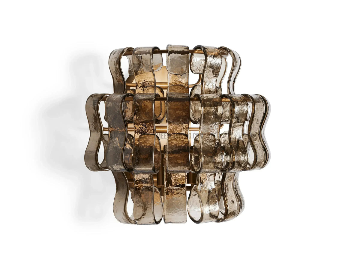 Textured Glass Wall Sconce Light Fixture with Curved Shade for Living Room Bedroom Dining Room | Hardwired 2-Bulb Accent Lighting