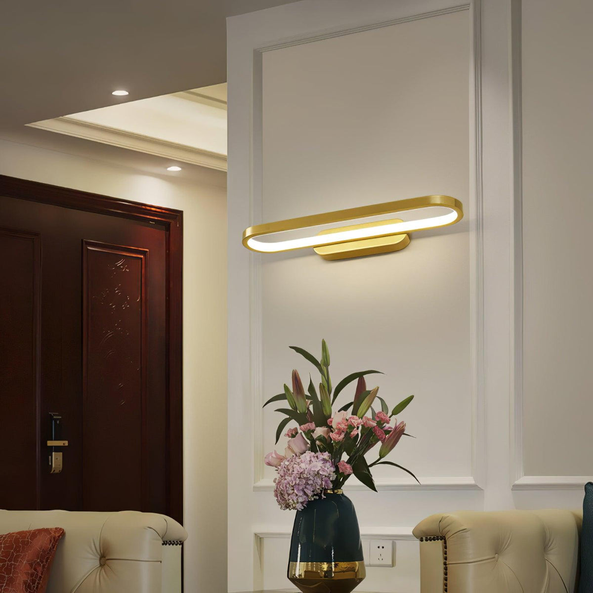 Applique de salle de bain LED 16 pouces finition laiton, température de couleur réglable pour miroir de salle de bain, salle d'eau, coiffeuse, comptoir de maquillage, accessoire moderne