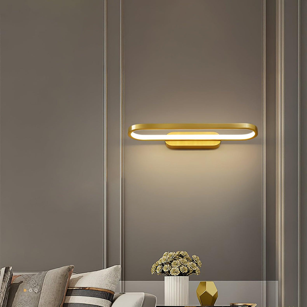 Applique de salle de bain LED 16 pouces finition laiton, température de couleur réglable pour miroir de salle de bain, salle d'eau, coiffeuse, comptoir de maquillage, accessoire moderne