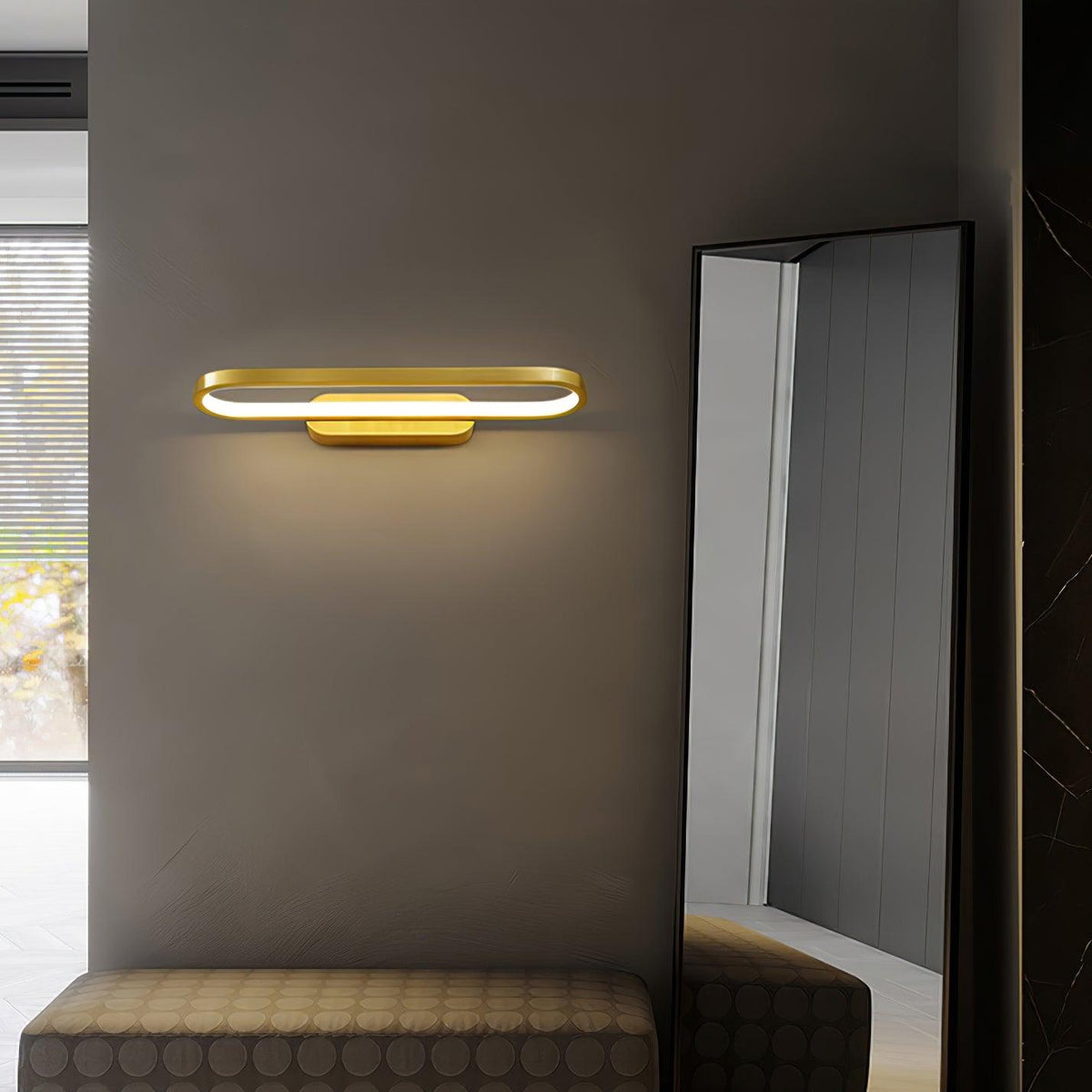 Applique de salle de bain LED 16 pouces finition laiton, température de couleur réglable pour miroir de salle de bain, salle d'eau, coiffeuse, comptoir de maquillage, accessoire moderne