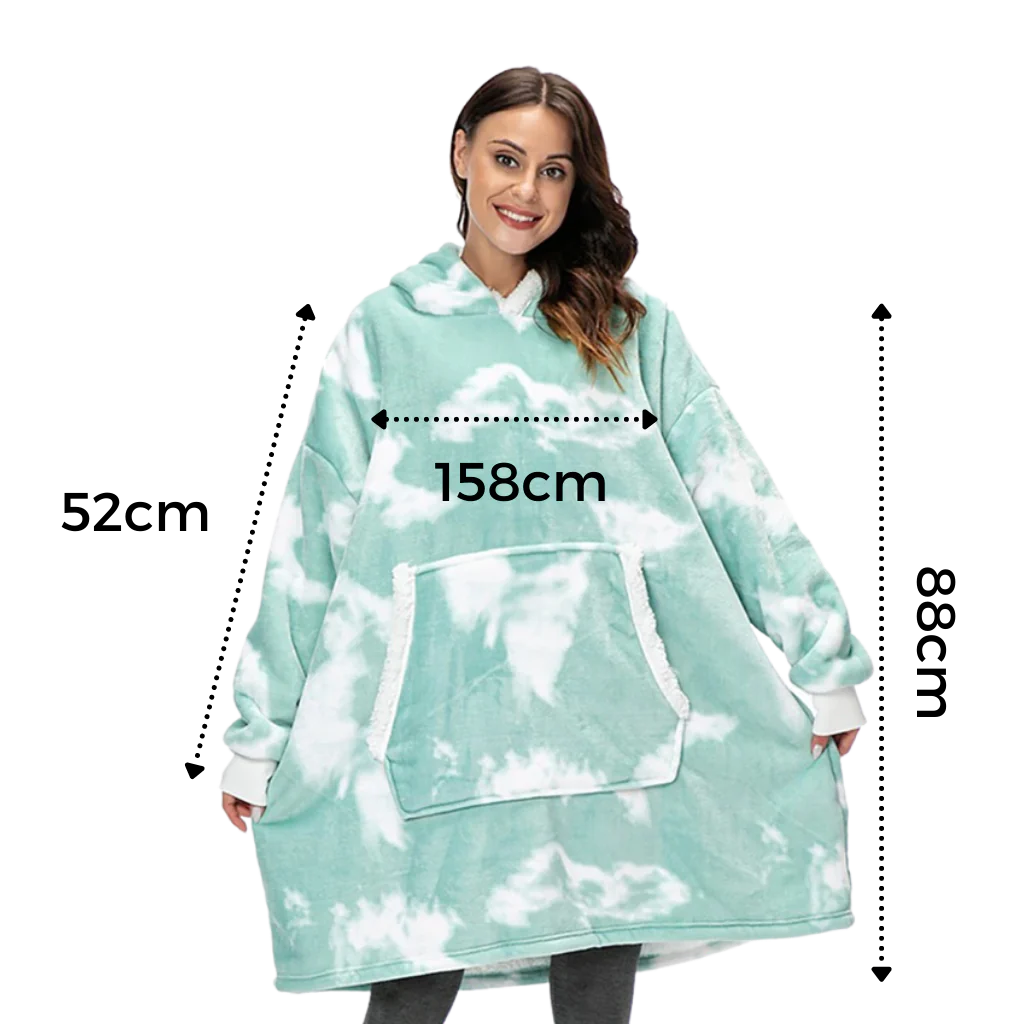 Oversized Wearable Throw with Hood & Front Pocket for Couch Lounging, Streaming & Staying Warm Indoors or Outdoors