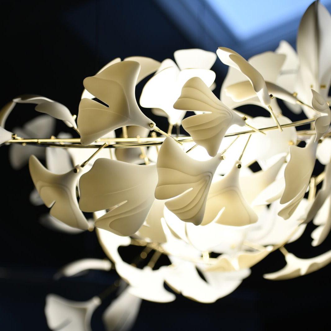 Ceramic Leaf Chandelier with Adjustable Height LED – Modern Organic Hanging Light for Dining Room, Kitchen Island & Living Room