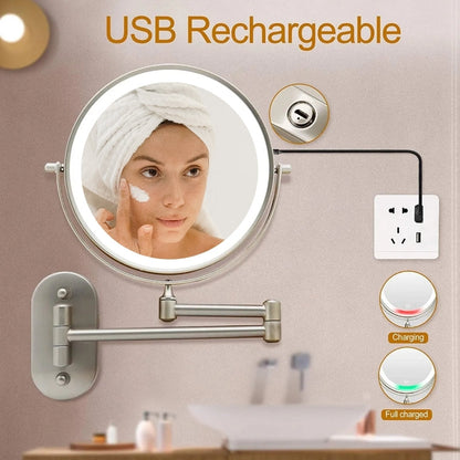 RadiantGlow LED Vanity Mirror – Magnifying Touch Light with 360° Flexibility