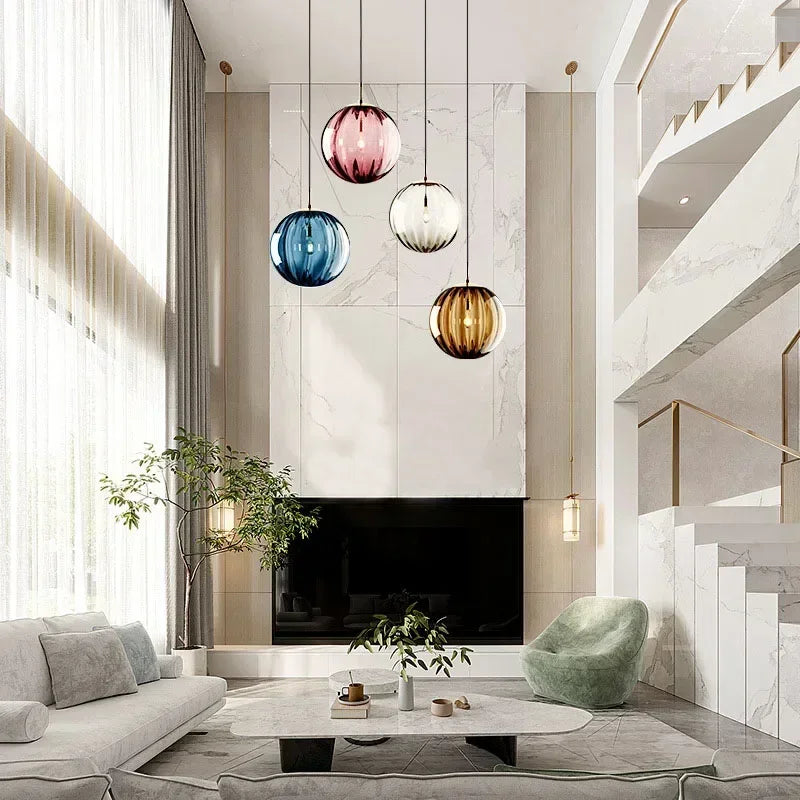 LED Globe Hanging Light Fixture Contemporary Smoked Glass Orb Ceiling Lamp for Kitchen Island Dining Table Entryway Bar Restaurant Modern Su