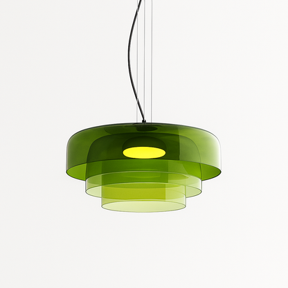 Hand-Blown Glass Dome Ceiling Light 16.5 in Adjustable Height Green Overhead Fixture for Dining Room Kitchen Island Modern Sculptural Ambien