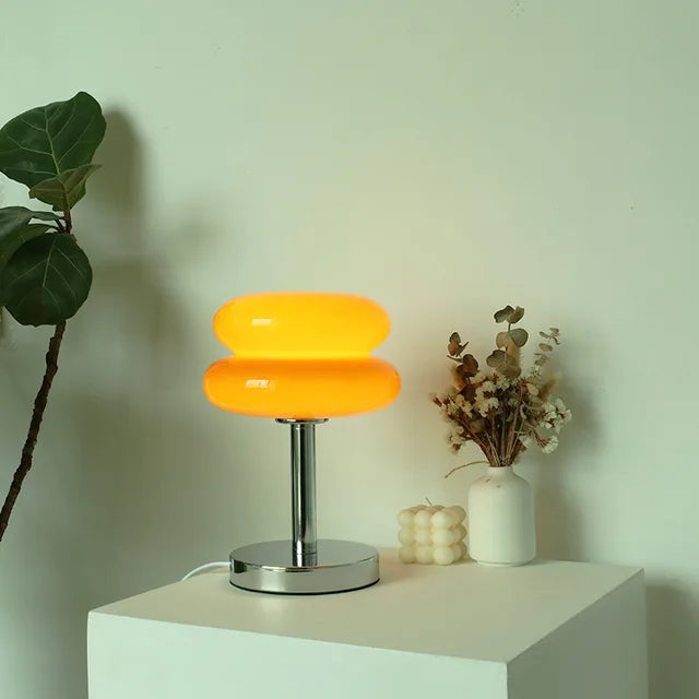 Colorful Glass Bedside Lamp LED Night Light for Kids Room Nursery Baby Bedroom Table Lamp Soft Glow Nightstand Lighting USB Powered Accent