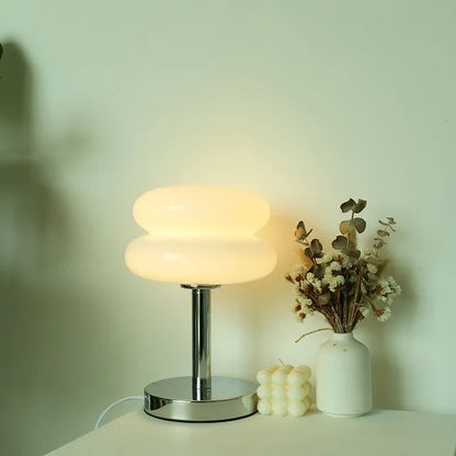 Colorful Glass Bedside Lamp LED Night Light for Kids Room Nursery Baby Bedroom Table Lamp Soft Glow Nightstand Lighting USB Powered Accent