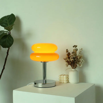 Colorful Glass Bedside Lamp LED Night Light for Kids Room Nursery Baby Bedroom Table Lamp Soft Glow Nightstand Lighting USB Powered Accent