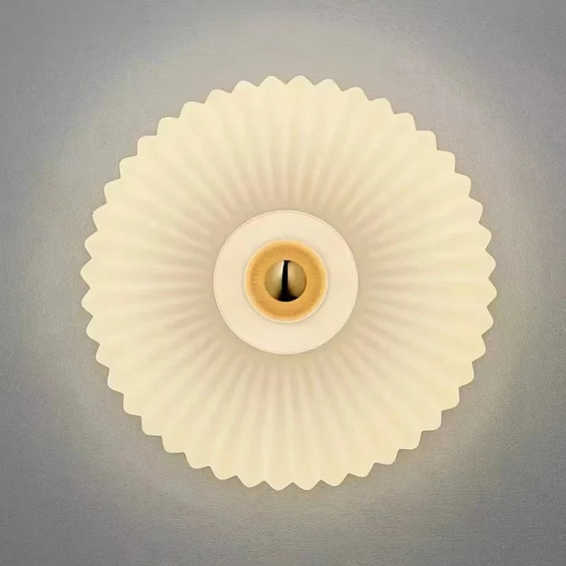 Textured Glass Sconce Fixture Warm Glow Indoor Accent Light Shell Shape for Entryway Bedroom Hallway Contemporary Boho Art Deco Style