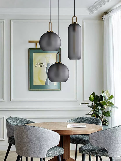 Glass Globe Hanging Light Fixture with Adjustable Cord for Dining Room Kitchen Island Bedroom Modern Minimalist Ceiling Pendant Lamp