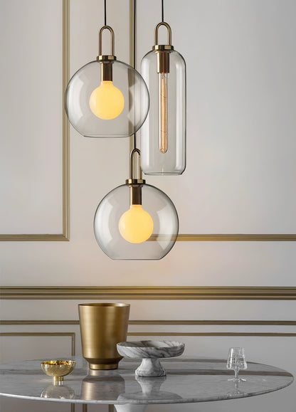 Glass Globe Hanging Light Fixture with Adjustable Cord for Dining Room Kitchen Island Bedroom Modern Minimalist Ceiling Pendant Lamp