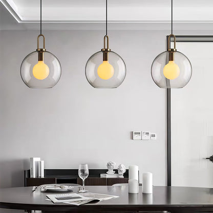 Glass Globe Hanging Light Fixture with Adjustable Cord for Dining Room Kitchen Island Bedroom Modern Minimalist Ceiling Pendant Lamp