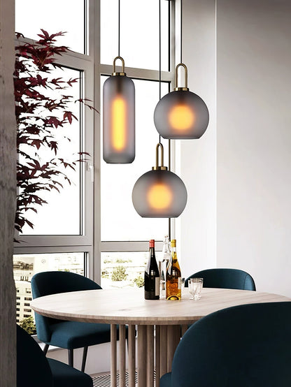Glass Globe Hanging Light Fixture with Adjustable Cord for Dining Room Kitchen Island Bedroom Modern Minimalist Ceiling Pendant Lamp
