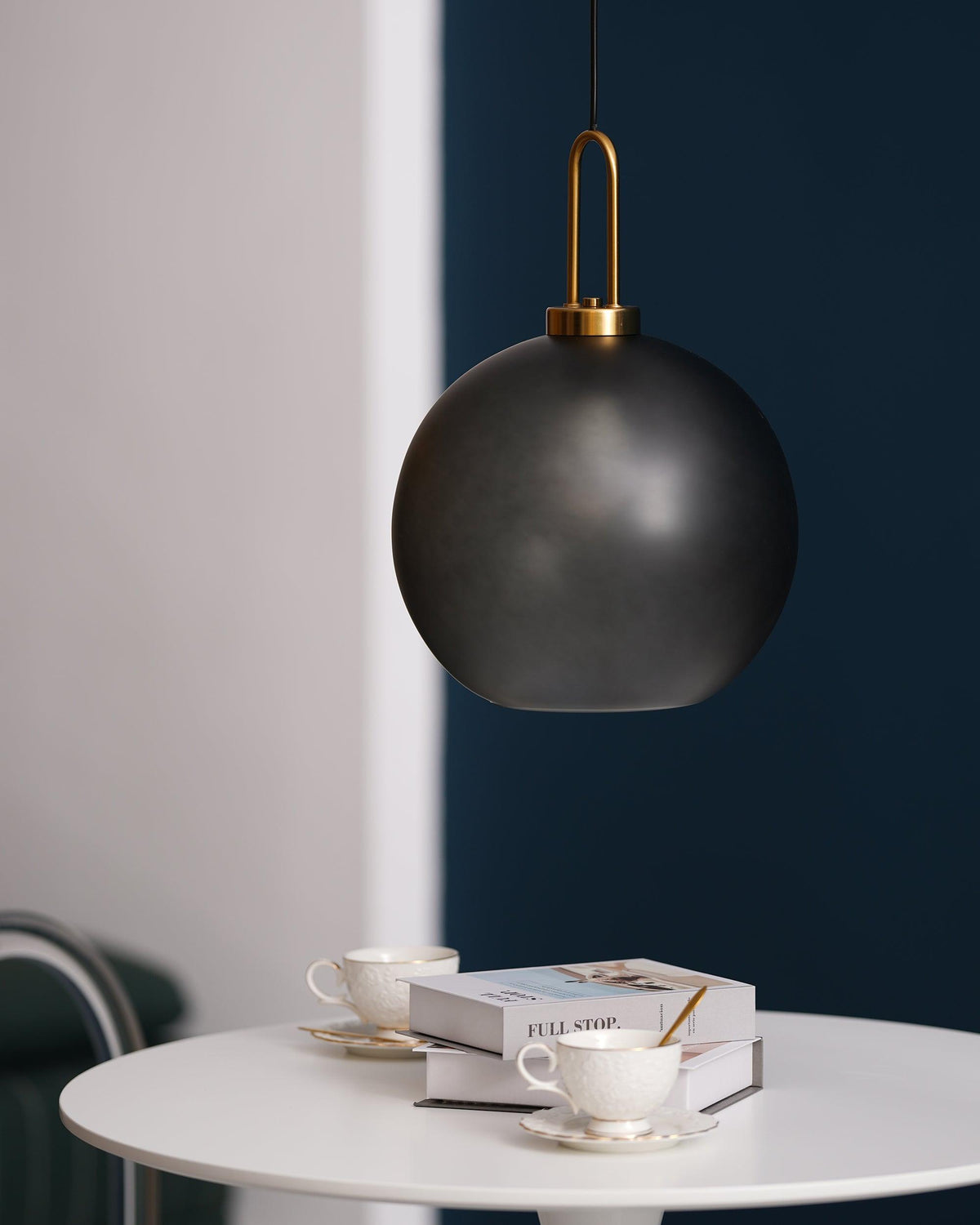 Glass Globe Hanging Light Fixture with Adjustable Cord for Dining Room Kitchen Island Bedroom Modern Minimalist Ceiling Pendant Lamp