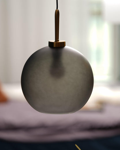 Glass Globe Hanging Light Fixture with Adjustable Cord for Dining Room Kitchen Island Bedroom Modern Minimalist Ceiling Pendant Lamp