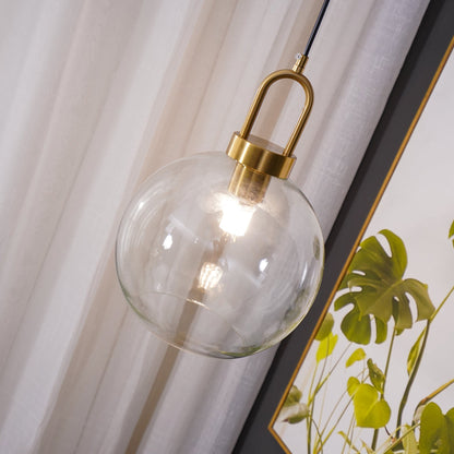 Glass Globe Hanging Light Fixture with Adjustable Cord for Dining Room Kitchen Island Bedroom Modern Minimalist Ceiling Pendant Lamp