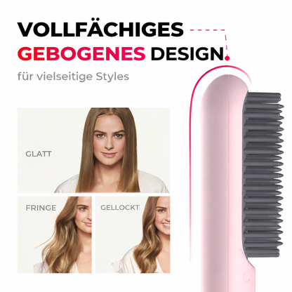 Rechargeable Cordless Hair Straightening Brush Heated Styling Tool Anti-Frizz Ionic Technology Travel-Friendly Portable Heat Brush for Smoot