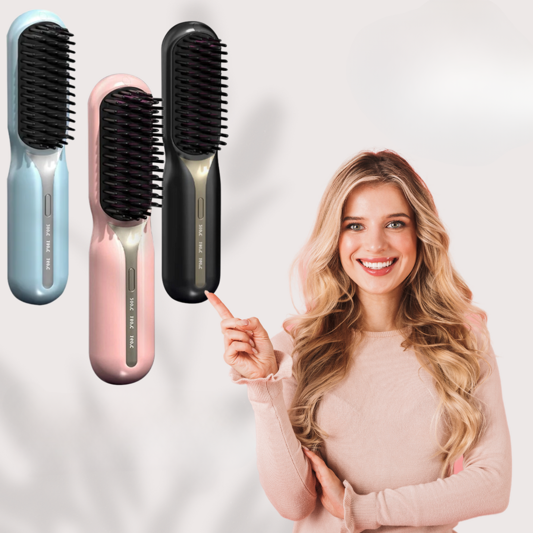 Rechargeable Cordless Hair Straightening Brush Heated Styling Tool Anti-Frizz Ionic Technology Travel-Friendly Portable Heat Brush for Smoot