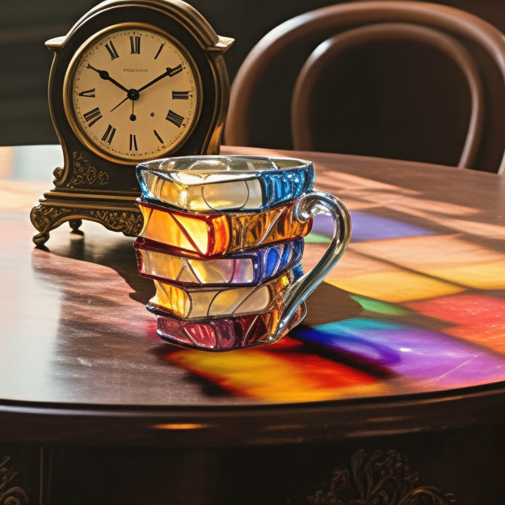 Glimmer Coffee Mug - Handmade Glass, 3D Book Design