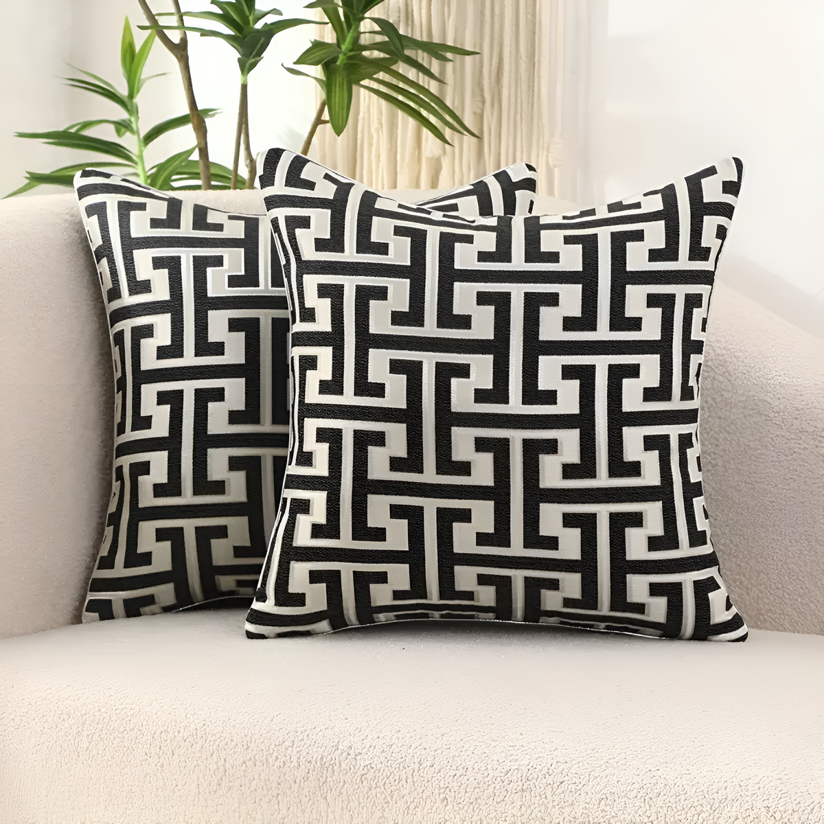 Glimmer Cushion Cover - Chenille and Velvet, Elegant Design for Sofa and Couch