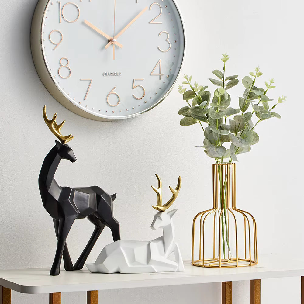 Glimmer Deer Figurine - Modern Geometric Design, High-Quality Resin