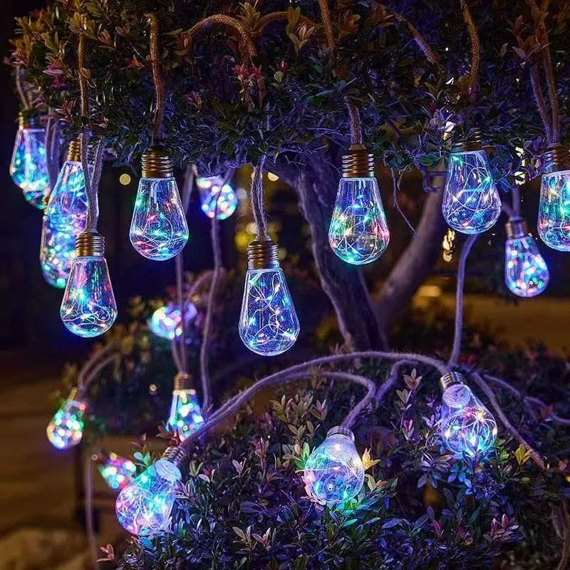 Glimmer Hemp Rope Solar Lights - Weatherproof, Adjustable Length