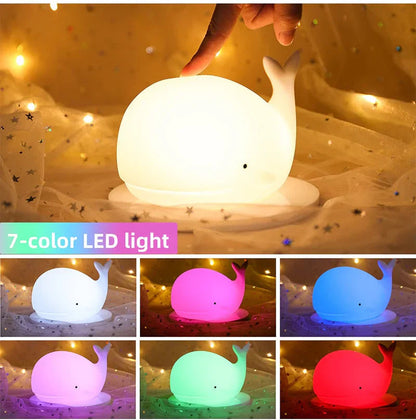 GlowWhale | Color Changing Night Light with Touch Control | Safe LED Light for Calming Sleep