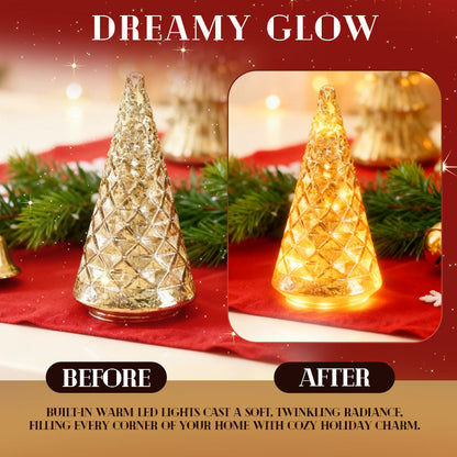 Ensemble de sapins de Noël lumineux Ortekor | Décoration de fêtes élégante avec minuterie et lumières ambrées pour une ambiance chaleureuse