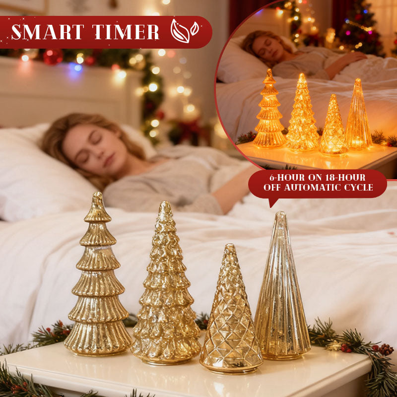 Ensemble de sapins de Noël lumineux Ortekor | Décoration de fêtes élégante avec minuterie et lumières ambrées pour une ambiance chaleureuse