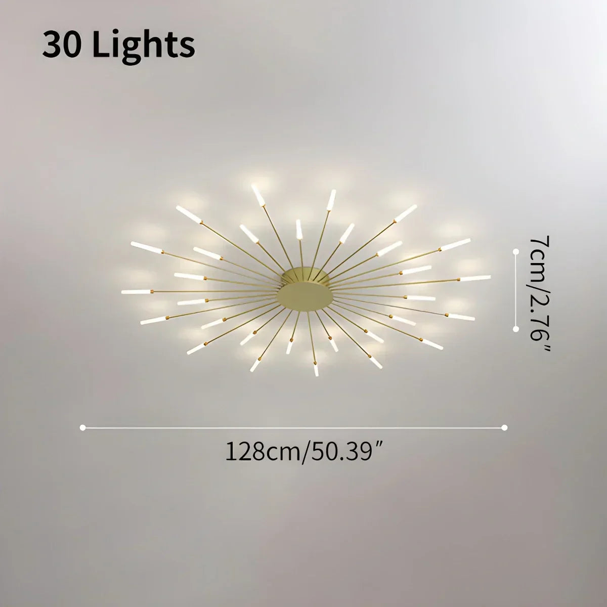 Multi-Arm Starburst Ceiling Fixture Metal LED Dimmable Gold Black 20-42 Bulb Open-Plan Dining Room Contemporary Statement Light Large Space