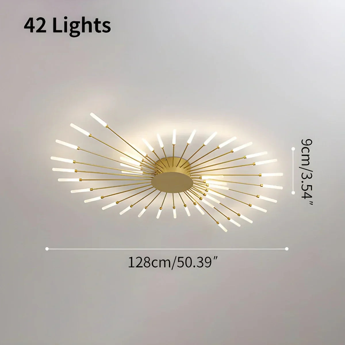 Multi-Arm Starburst Ceiling Fixture Metal LED Dimmable Gold Black 20-42 Bulb Open-Plan Dining Room Contemporary Statement Light Large Space
