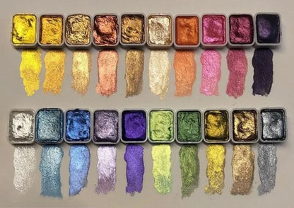 Shimmer Pigment Powder Set for Watercolor Art & Crafts – 10 or 20 Iridescent Colors, Blendable Mica Powder for Painting, Calligraphy & DIY