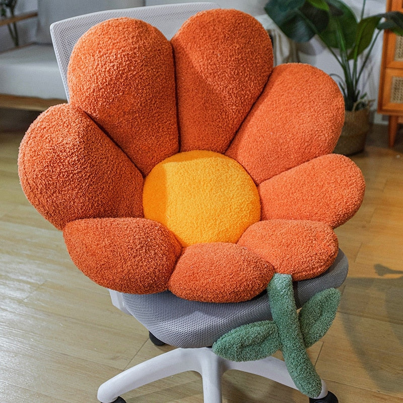Golden Blossom | Soft Seat Cushion with Sunflower Design | Comfortable Support for Home and Office