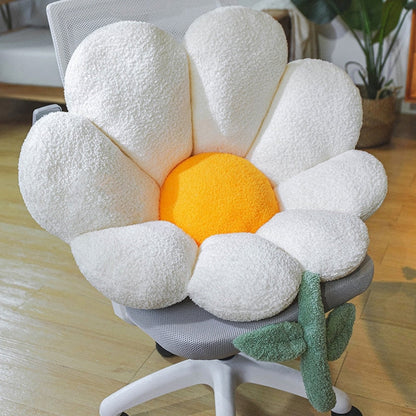 Golden Blossom | Soft Seat Cushion with Sunflower Design | Comfortable Support for Home and Office