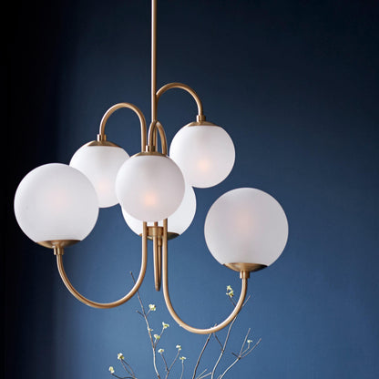 Multi-Arm Ceiling Light Fixture Metal Frame Frosted Glass Shades Gold Black White 30 Inch Diameter Living Room Dining Room Bedroom Overhead