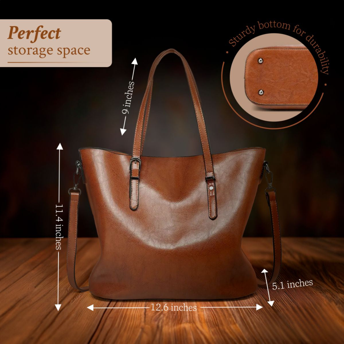Genuine Leather Shoulder Bag Women's Vintage Flap Purse Adjustable Strap Crossbody Handbag for Everyday Travel Work Casual & Formal