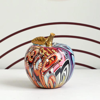 Graffiti Painted Apple Sculpture – High-Quality Resin Decorative Art for Home Decor