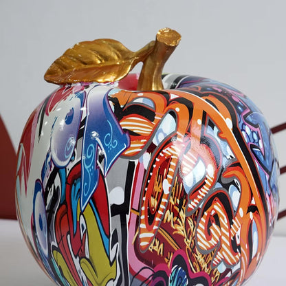 Graffiti Painted Apple Sculpture – High-Quality Resin Decorative Art for Home Decor