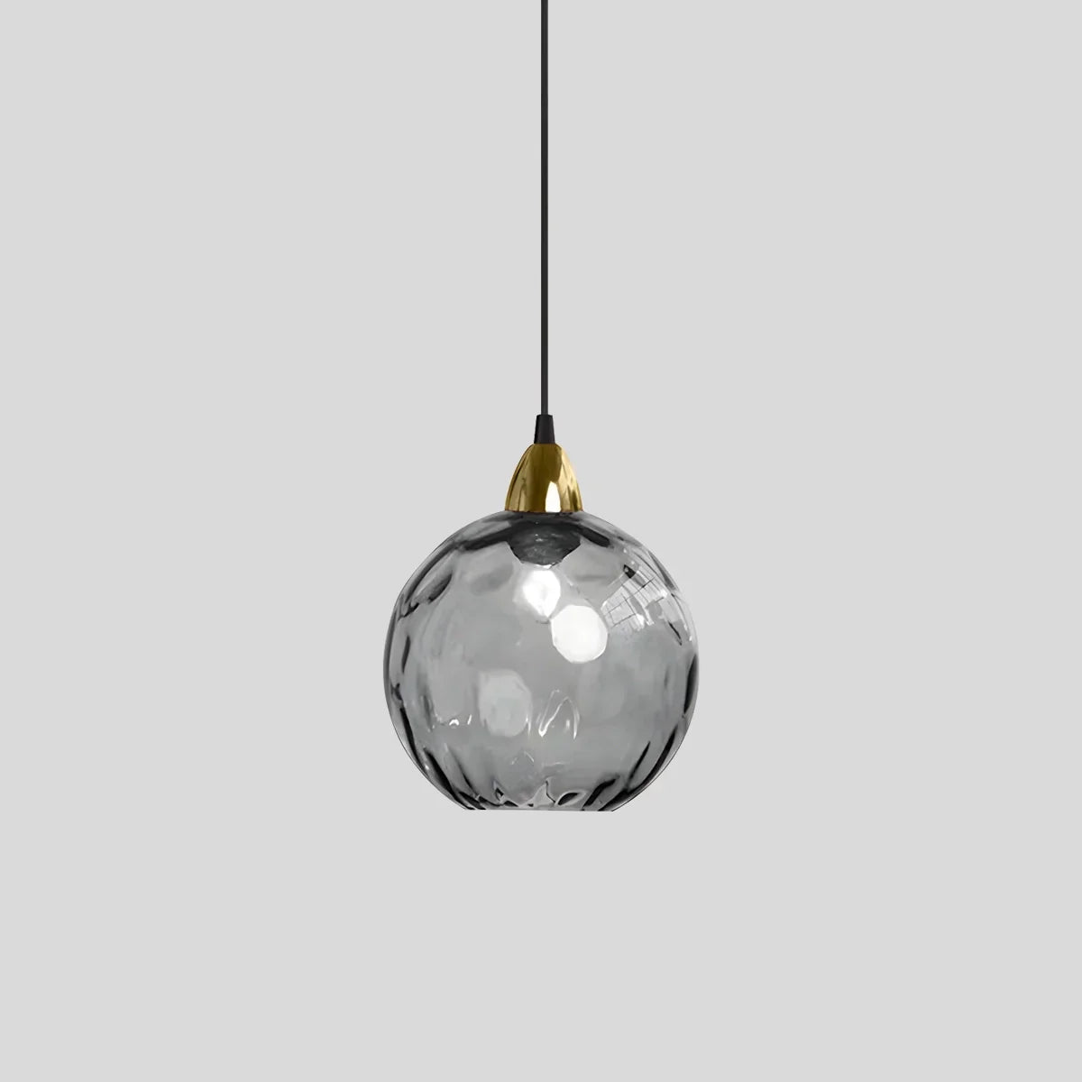Spherical Glass Ceiling Fixture E26 Socket 8-Inch Gray Shade for Dining Areas Bedrooms Kitchens Adjustable Cord Ambient Fixture