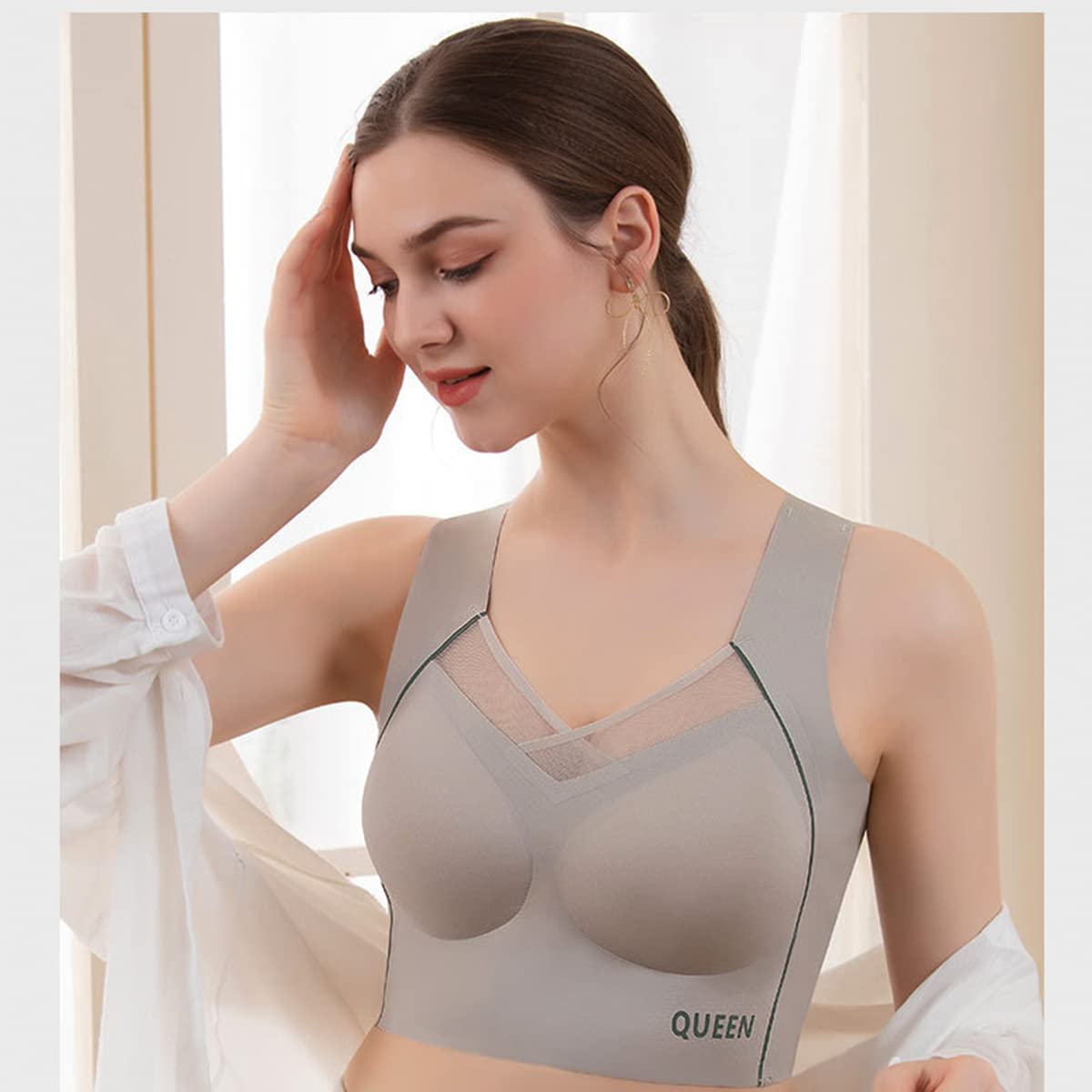 Wireless Full Coverage Support Bra with Cushioned Straps & Seamless Lift for All-Day Comfort