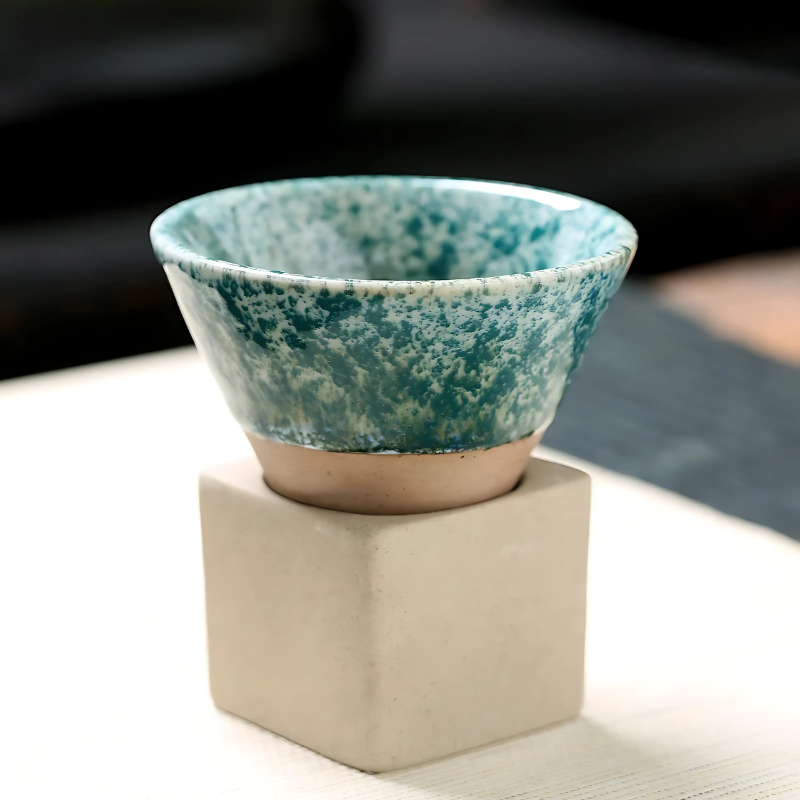 Handcrafted Ceramic Coffee Cup with Saucer – Japanese-Inspired Glazed Espresso Mug for Coffee Lovers & Tea Enthusiasts